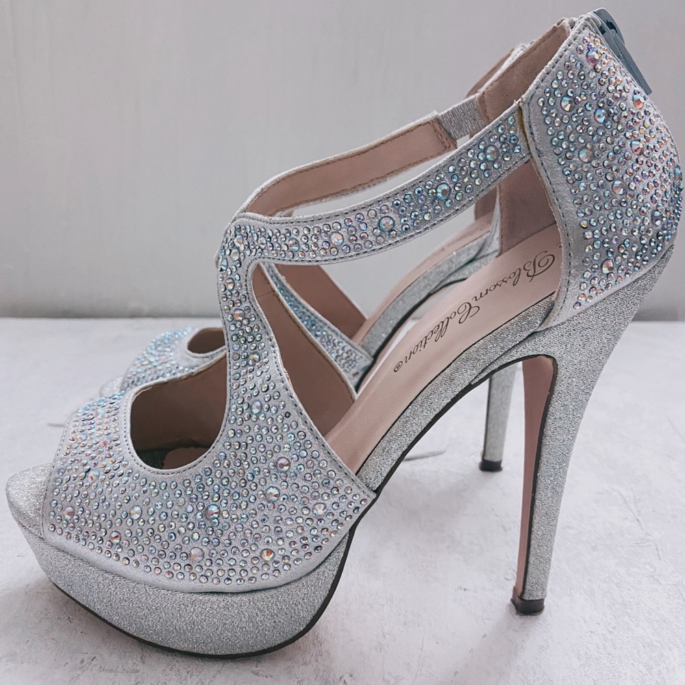 Silver rhinestone platform sandals